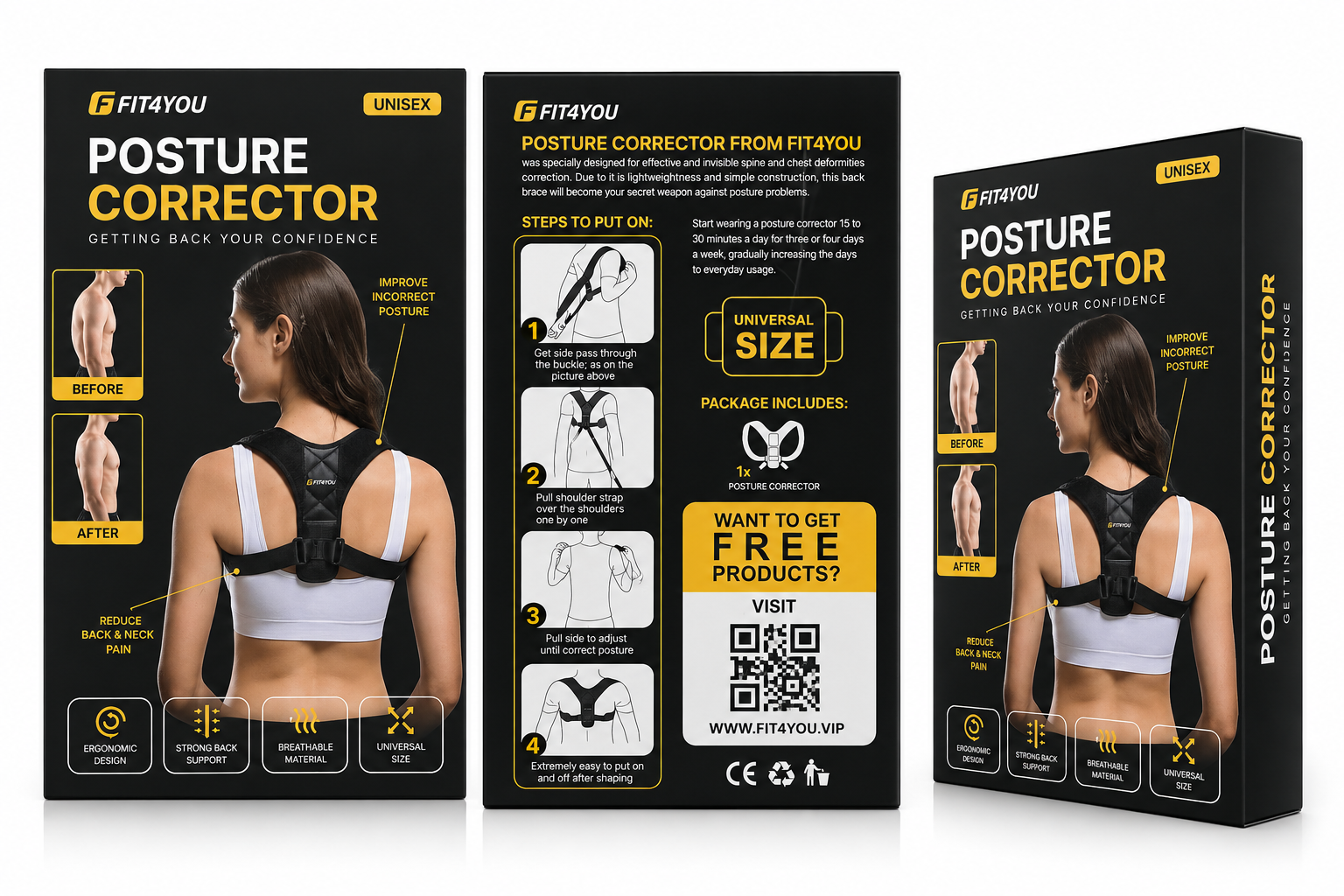 correcteur de posture fit4you unisexe – support ergonomique dos & Épaules correcteur de posture fit4you unisexe – support ergonomique dos & Épaules